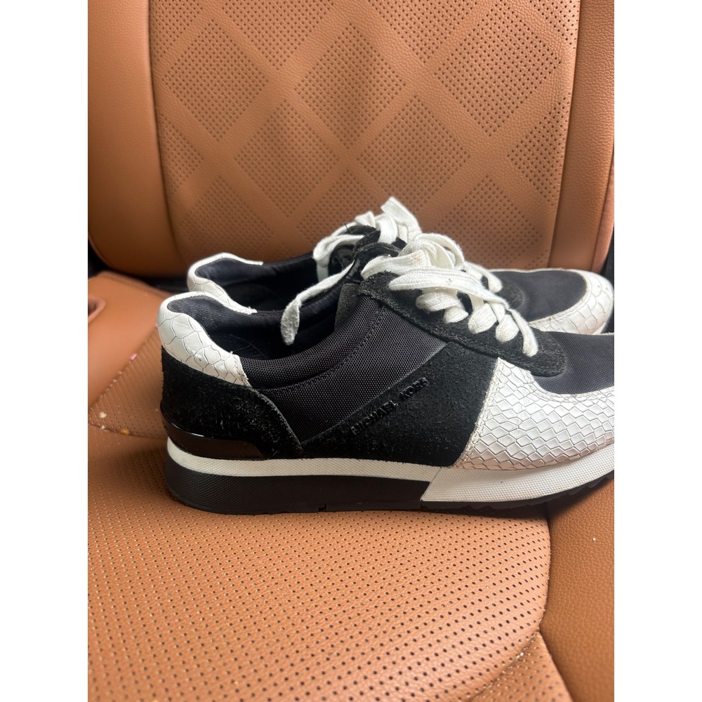 Michael Kors Black White Suede Croc Embossed Sneakers SG18H Womens 7.5M